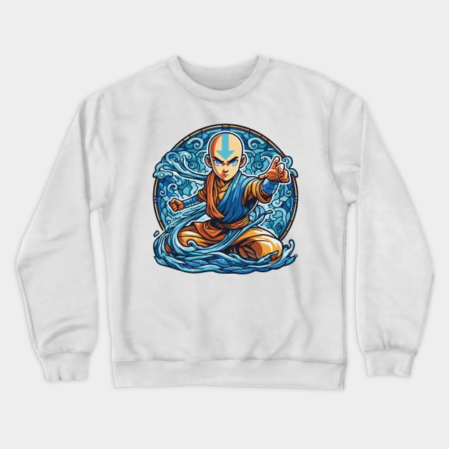 aang as the last air bender in battle position Crewneck Sweatshirt by whatyouareisbeautiful